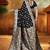 Black Banarasi Satin Silk Saree with Silver Zari & Thread Work Floral Design and Rich Traditional Pallu