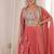 Peach Color Embroidered Work Banglori Silk Blouse Sharara Set