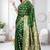 Mehandi Green Banarasi Satin Silk Saree with Silver Zari & Thread Work and Rich Traditional Pallu