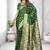 Mehandi Green Banarasi Satin Silk Saree with Silver Zari & Thread Work and Rich Traditional Pallu