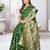 Mehandi Green Banarasi Satin Silk Saree with Silver Zari & Thread Work and Rich Traditional Pallu