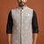 Beige thread and sequins embroidered nehru jacket  for men
