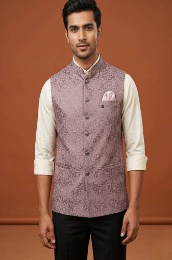Move thread and sequins embroidered nehru jacket 
