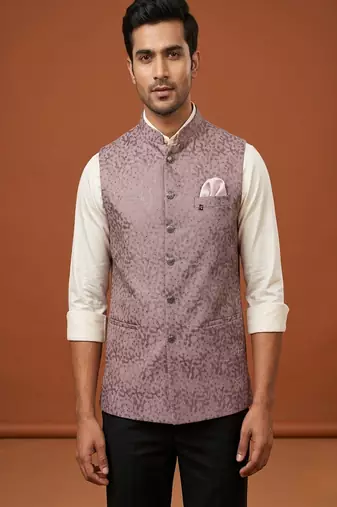 Move thread and sequins embroidered nehru jacket 