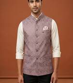 Move thread and sequins embroidered nehru jacket 