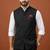 Black knitted plain nehru jacket  for men