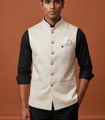 Ivory thread work nehru jacket 