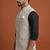 Beige thread and sequins embroidered nehru jacket  for men