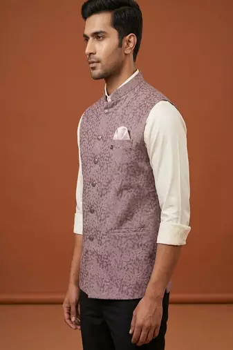 Move thread and sequins embroidered nehru jacket 