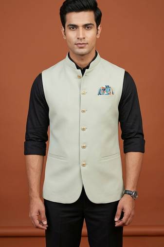 Pista knitted nehru jacket  for men
