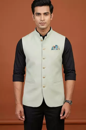 Pista knitted nehru jacket  for men