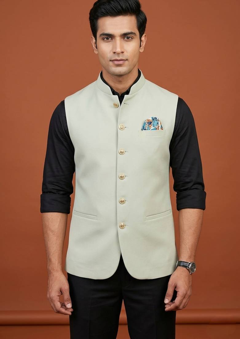 Pista knitted nehru jacket  for men
