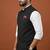 Black knitted plain nehru jacket  for men
