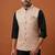 Peach printed nehru jacket  for men