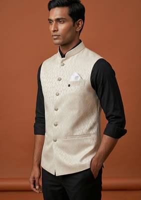 Ivory thread work nehru jacket  2