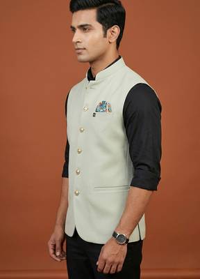 Pista knitted nehru jacket  for men 2