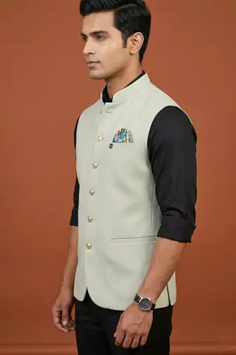 Pista knitted nehru jacket  for men