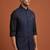 Navy blue knitted plain nehru jacket  for men