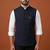 Navy blue printed nehru jacket  on suiting fabric