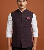 Maroon printed nehru jacket  on suiting fabric