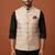 Beige printed and zari work nehru jacket  on silk