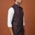 Wine printed nehru jacket  on silk