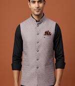 Light purple thread and sequins work nehru jacket 