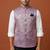 Dark pink printed nehru jacket  on silk