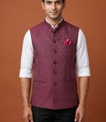 Maroon zari work nehru jacket  on silk