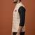 Beige printed and zari work nehru jacket  on silk
