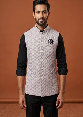 pink thread work nehru jacket  1
