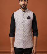 pink thread work nehru jacket 