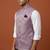 Dark pink printed nehru jacket  on silk