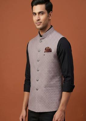 Light purple thread and sequins work nehru jacket  2
