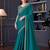 Teal silk blend chiffon embroidered saree with unstitched blouse piece