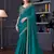 Teal silk blend chiffon embroidered saree with unstitched blouse piece