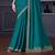 Teal silk blend chiffon embroidered saree with unstitched blouse piece