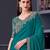 Teal silk blend chiffon embroidered saree with unstitched blouse piece
