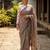 Black linen printed saree with unstitched blouse piece