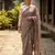 Black linen printed saree with unstitched blouse piece