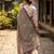 Black linen printed saree with unstitched blouse piece