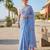 Blue linen printed saree with unstitched blouse piece