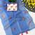 Blue linen printed saree with unstitched blouse piece