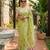 Green linen printed saree with unstitched blouse piece