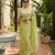 Green linen printed saree with unstitched blouse piece