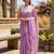 Lavender linen printed saree with unstitched blouse piece