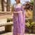 Lavender linen printed saree with unstitched blouse piece