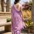 Lavender linen printed saree with unstitched blouse piece