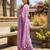 Lavender linen printed saree with unstitched blouse piece