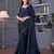 Blue silk blend embroidered saree with unstitched blouse piece